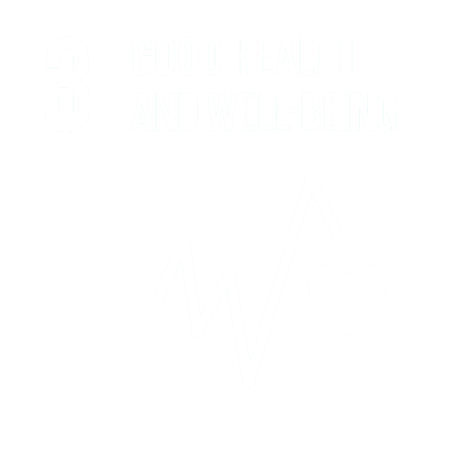 UN Sustainable Development Goal 3 icon for Good Health and Well-being in white outline