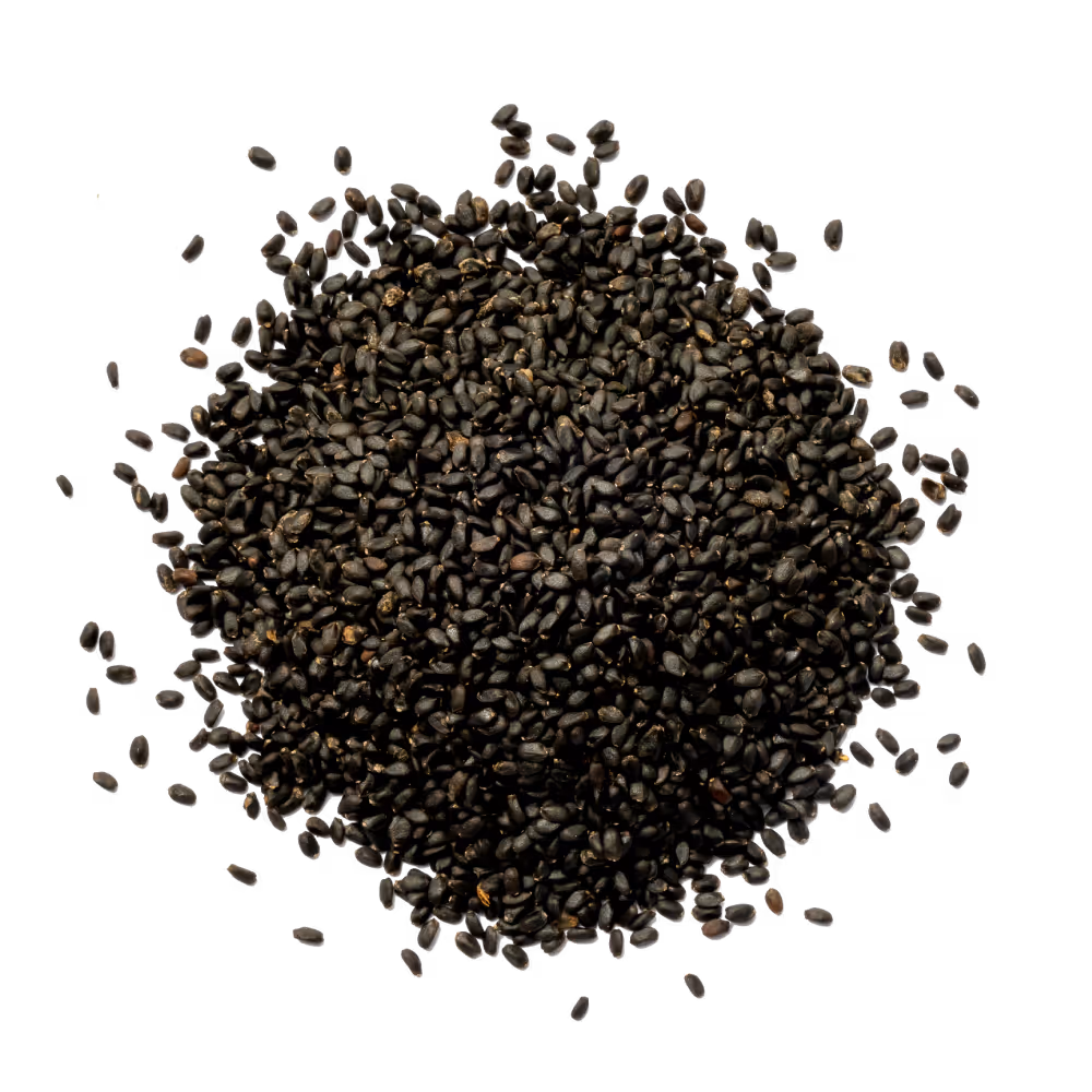 A pile of basil seeds.