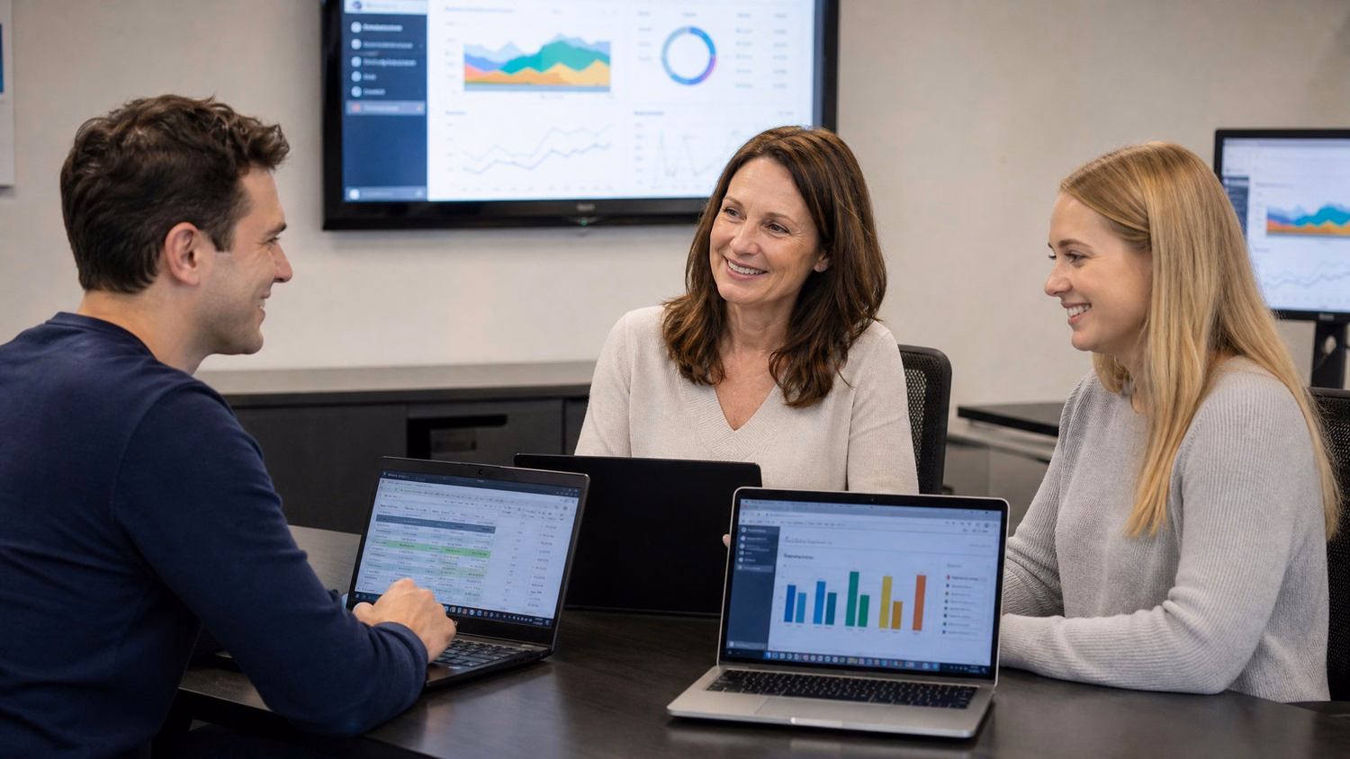 Team collaborating on cloud costs around a table