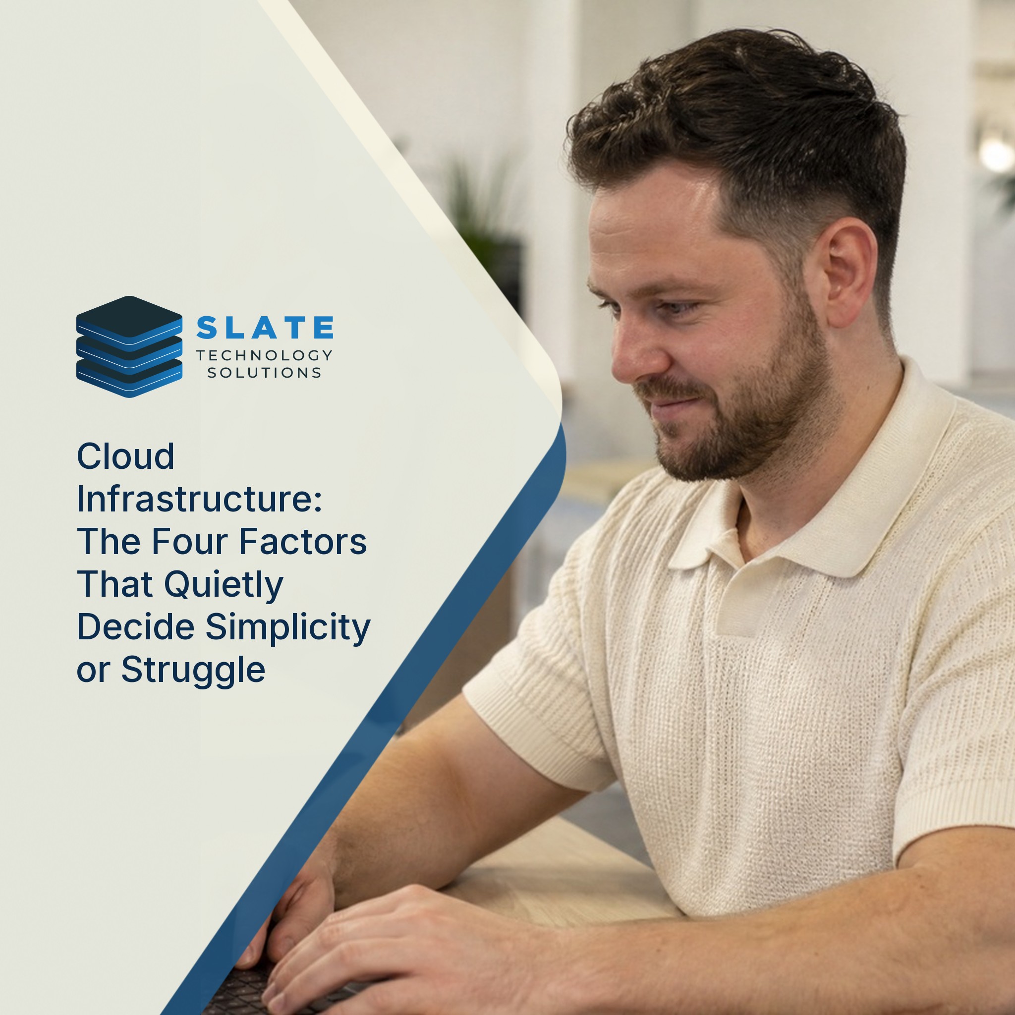 Cloud infrastructure diagram with four key factors highlighted