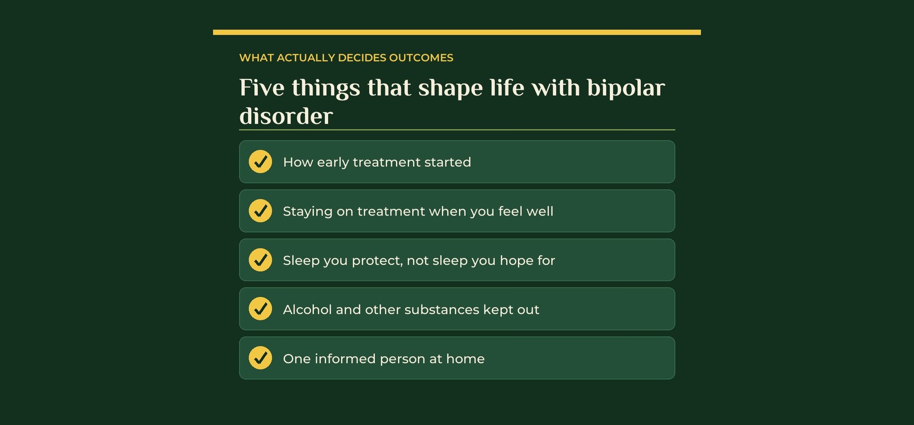 Five things that shape life with bipolar disorder