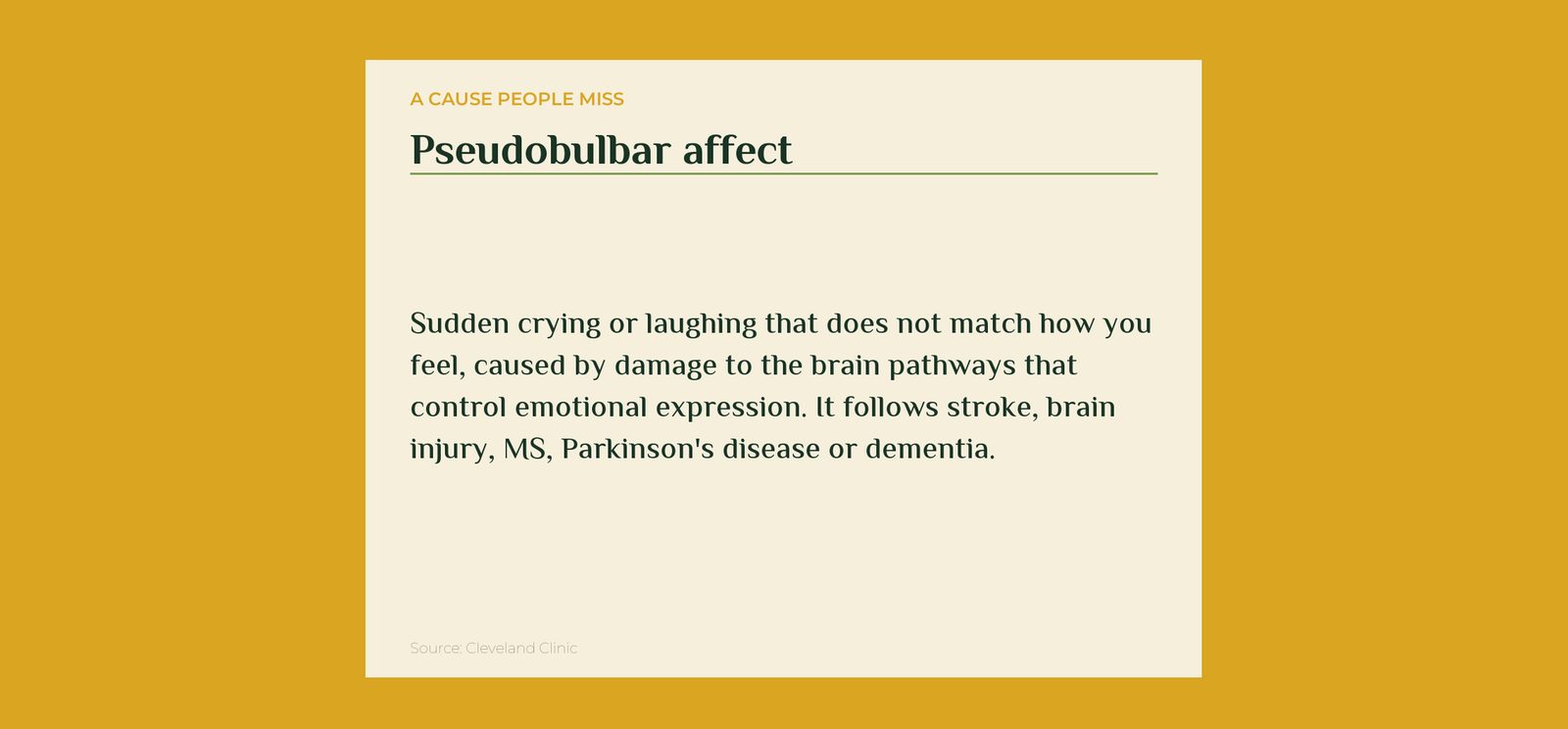 Pseudobulbar affect explained in plain language