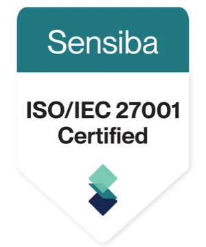 ISO/IEC 27001 certified, issued by Sensiba LLP