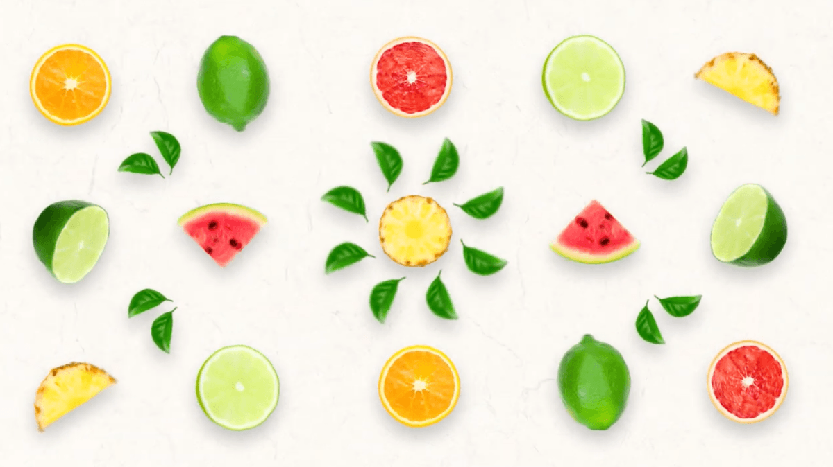 Fruit laid out in a pattern