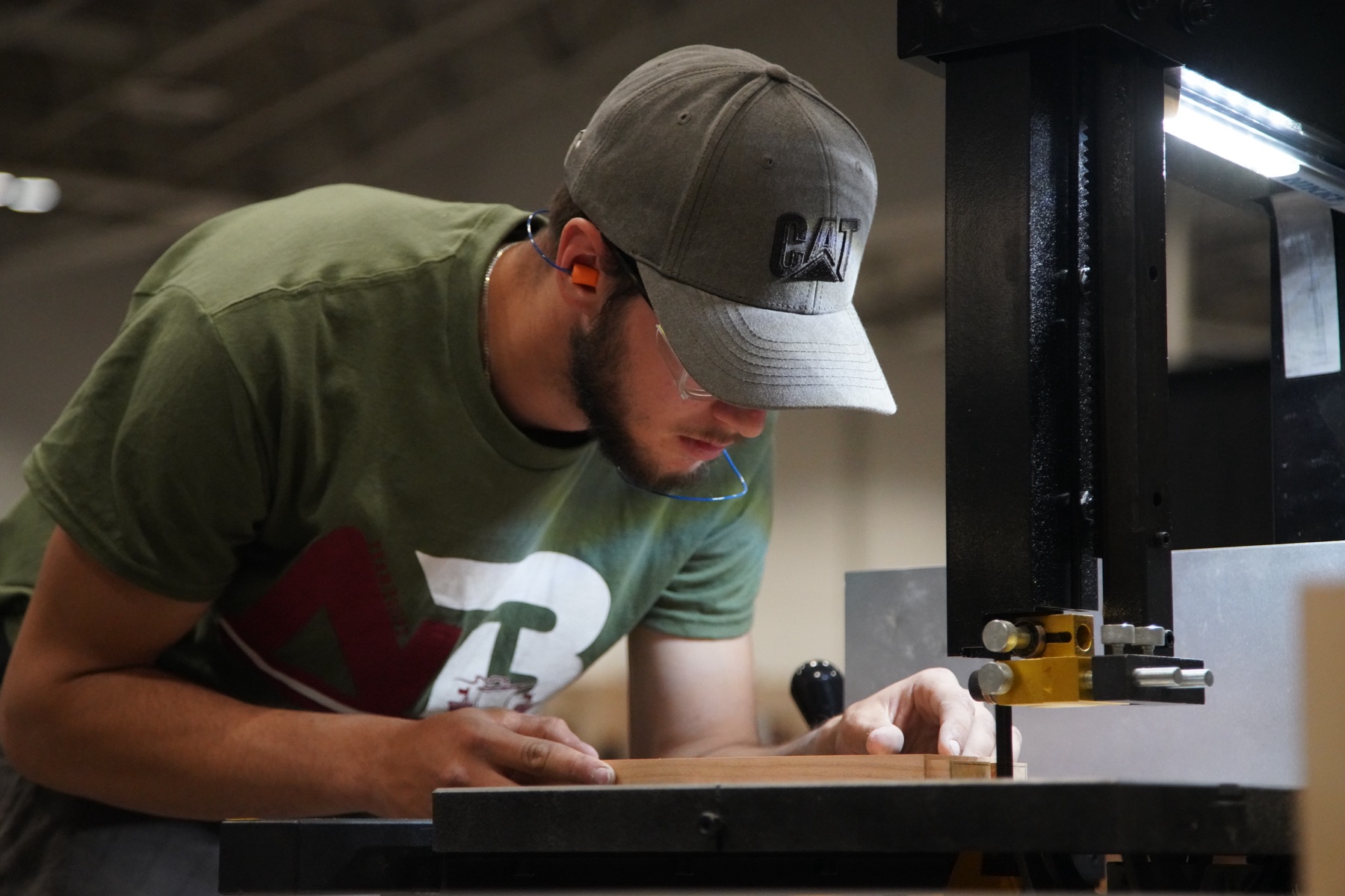 Competitor doing precision bench work at a skilled trades competition