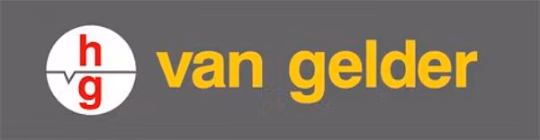 Logo van Van Gelder met de letters h en g in rood in een cirkel naast de gele tekst 'van gelder' op een grijze achtergrond.
