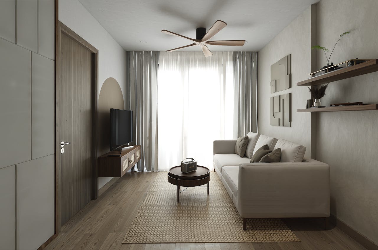 Modern apartment studio layout.