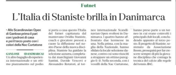 Ritaglio di giornale: L'Italia di Staniste brilla in Danimarca