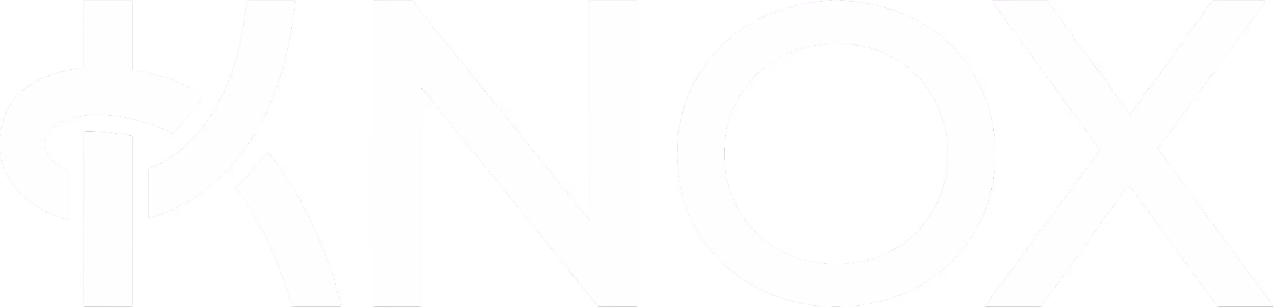 Logo Knox z białym napisem i unikatowym symbolem na czarnym tle.