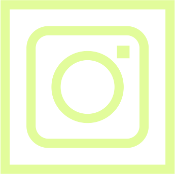 Icône Instagram stylisée en vert clair sur fond noir.