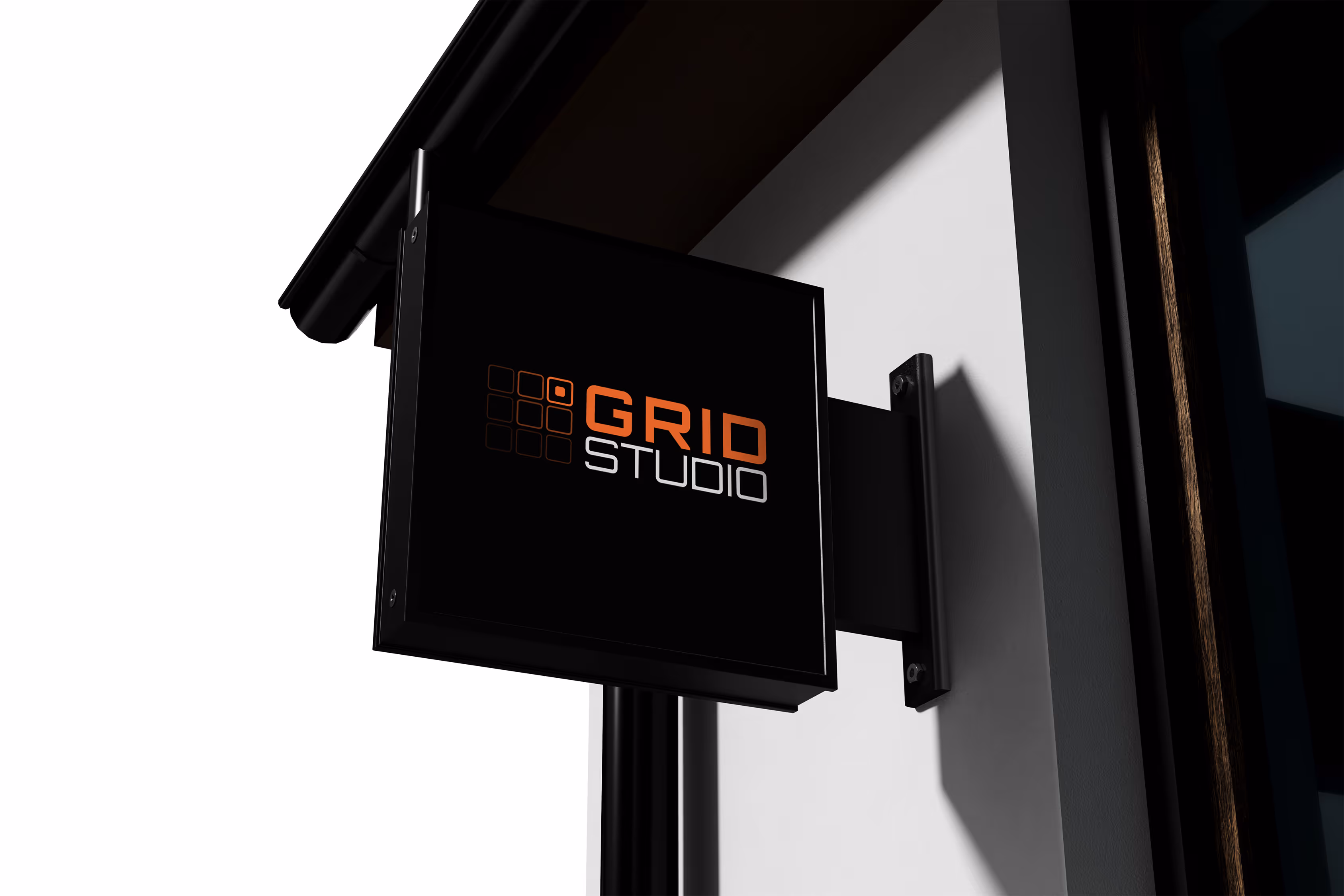 Semn de branding montat pe perete cu logo si identitate vizuala moderna