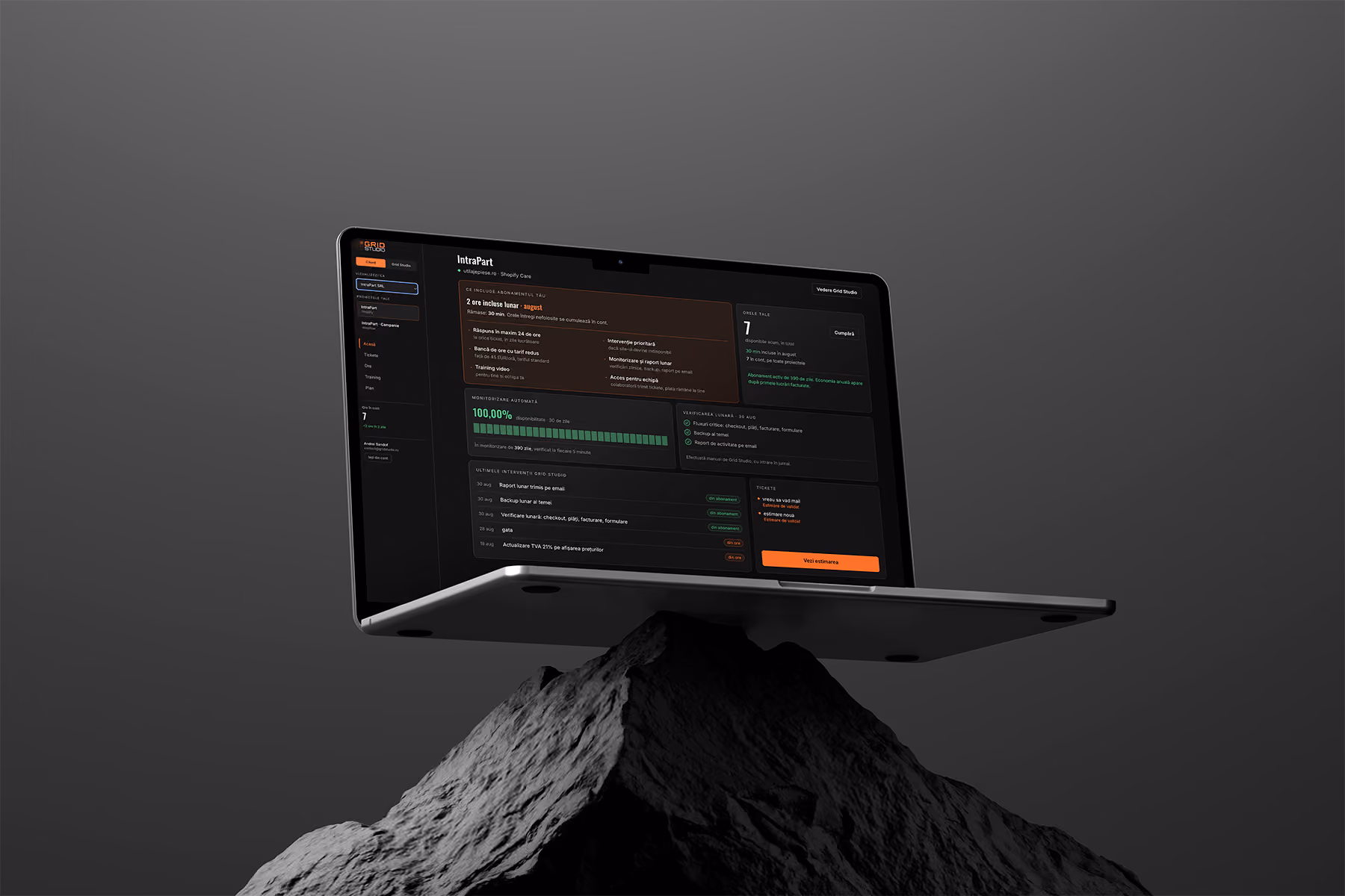 laptop with dashboard open