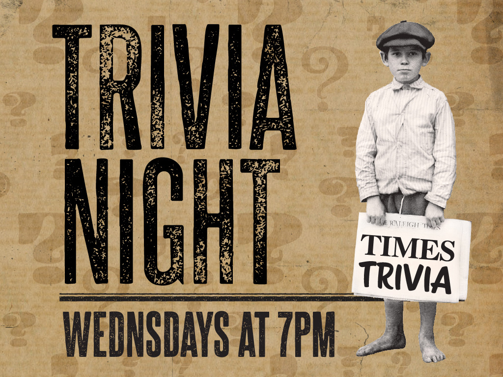 a graphic with the words Trivia Night Wednesday's at 7pm