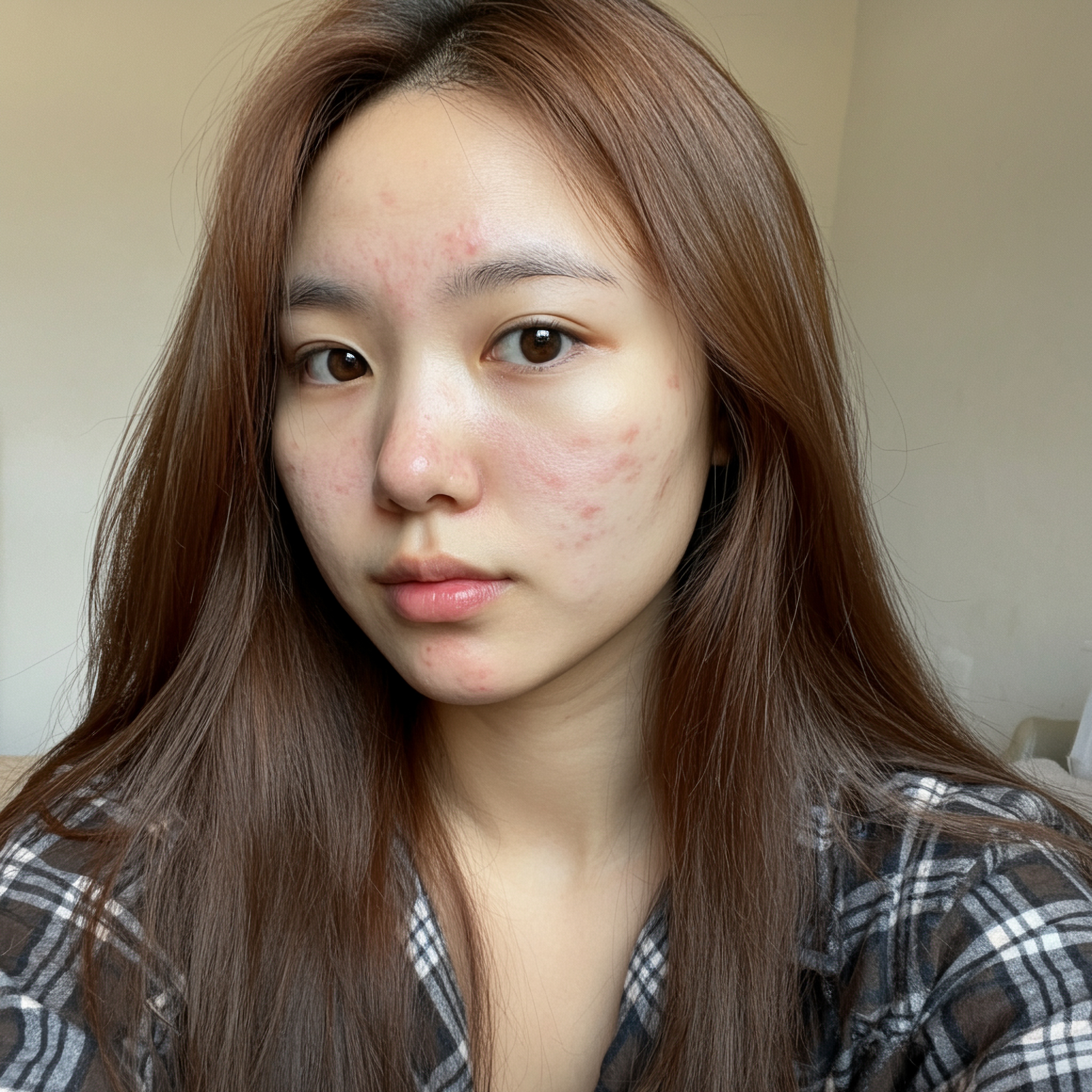 Frustrated person with skin still breaking out
