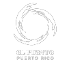 Logo de El Puente, Leaders for peace and justice. Sol amarillo con letras azules.