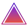 Purple and pink gradient triangle with purple outline on white background