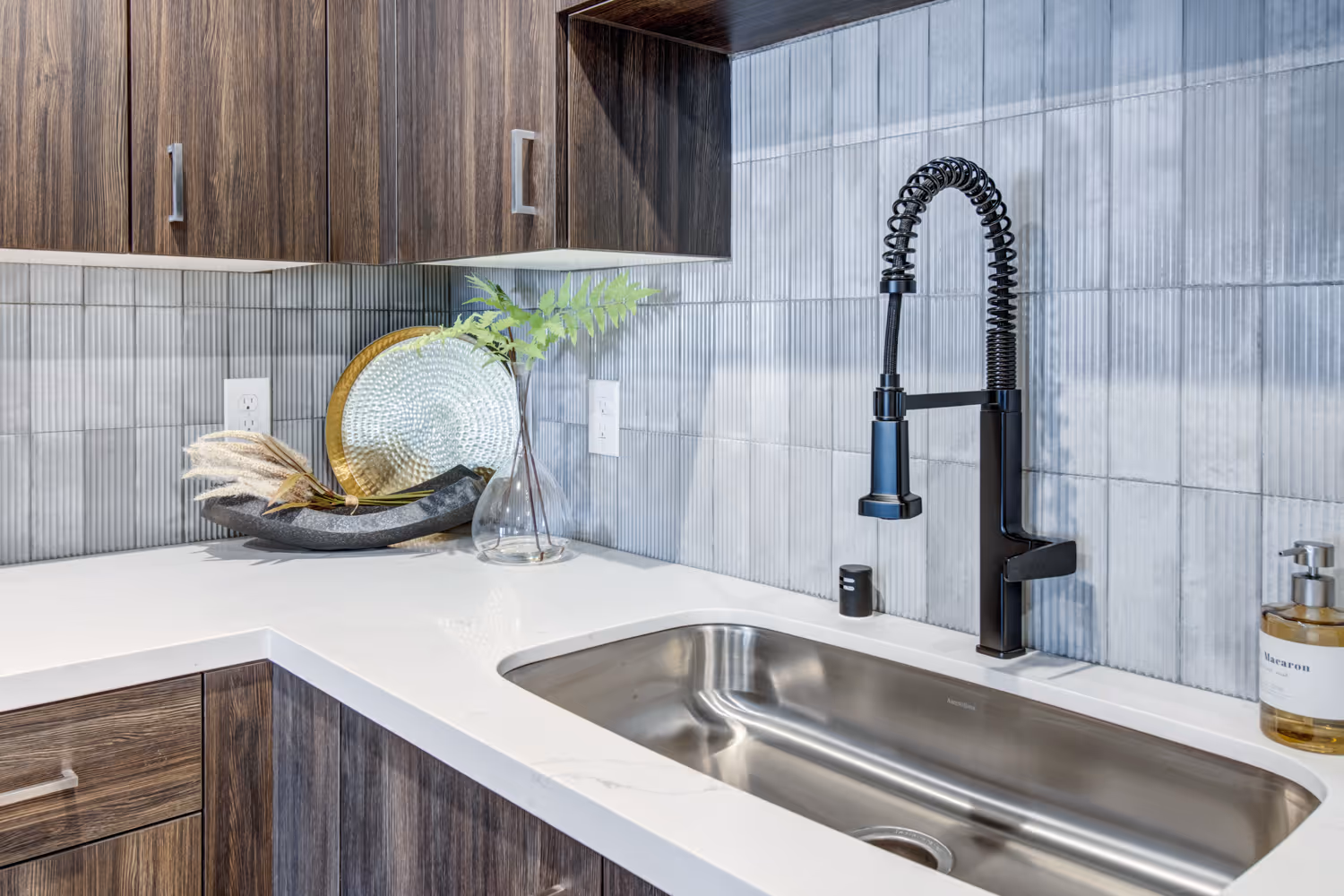 Kitchen with sink and brown cabinets