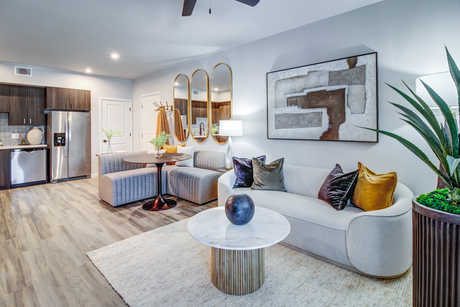 Living room with couch and decor