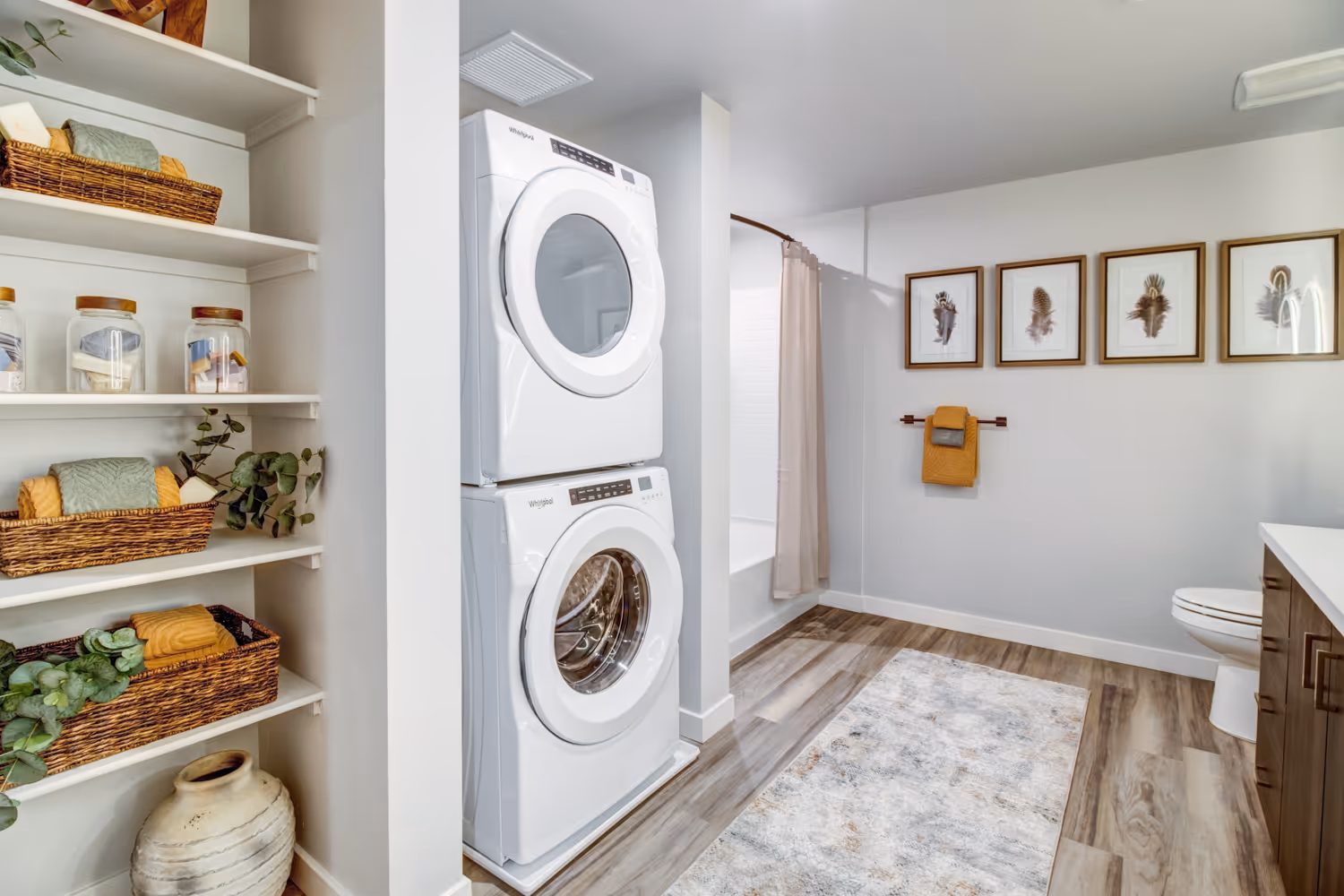 Washer and dryer stackable white