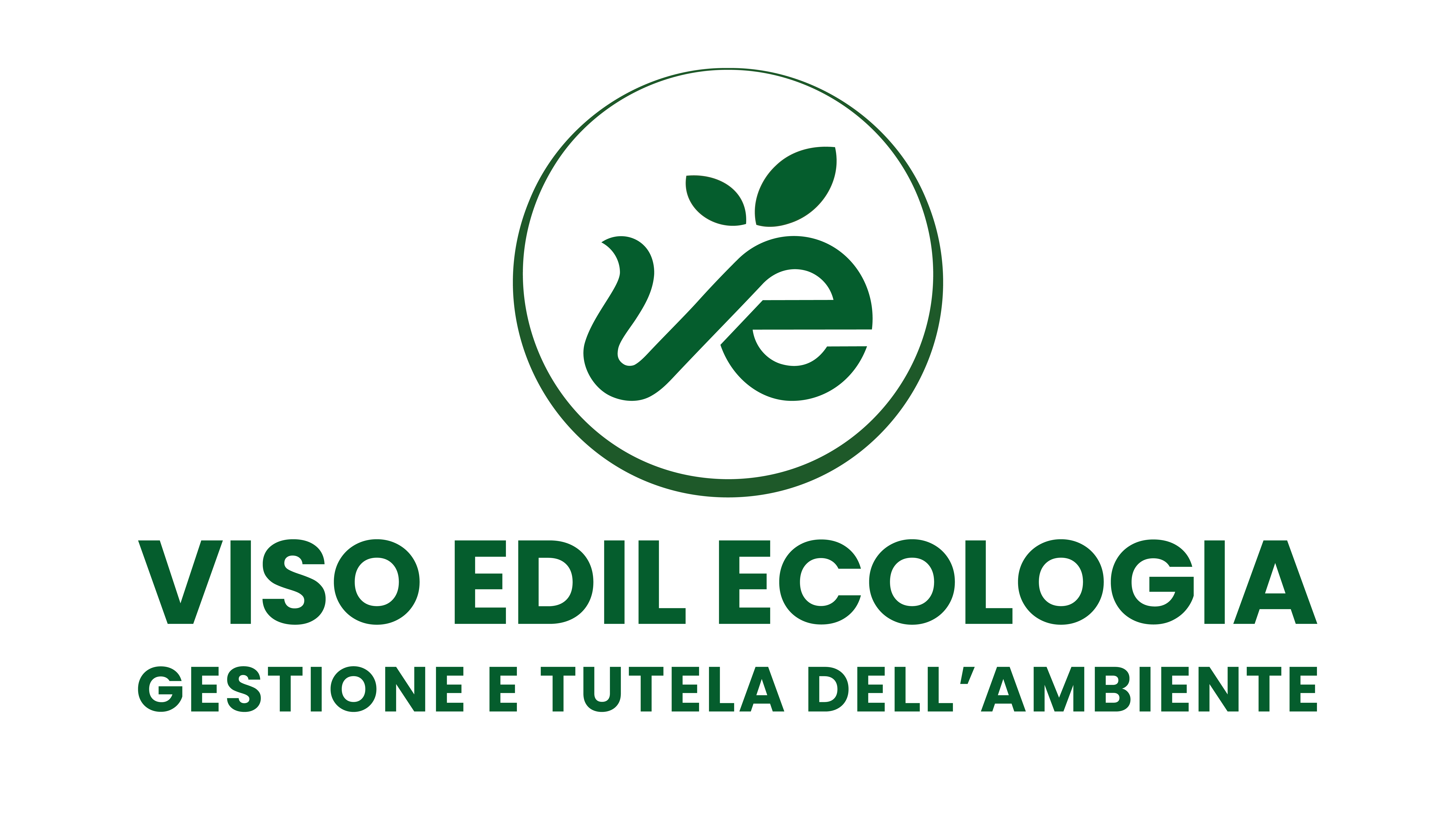 Green circular logo with stylized leaf and text VISO EDIL ECOLOGIA GESTIONE E TUTELA DELL'AMBIENTE