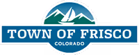 Logo of the Town of Frisco, Colorado with mountains and text.