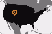 Map of the United States with an orange location marker in the north-central region.