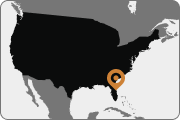 Map of the United States with an orange location marker in the north-central region.