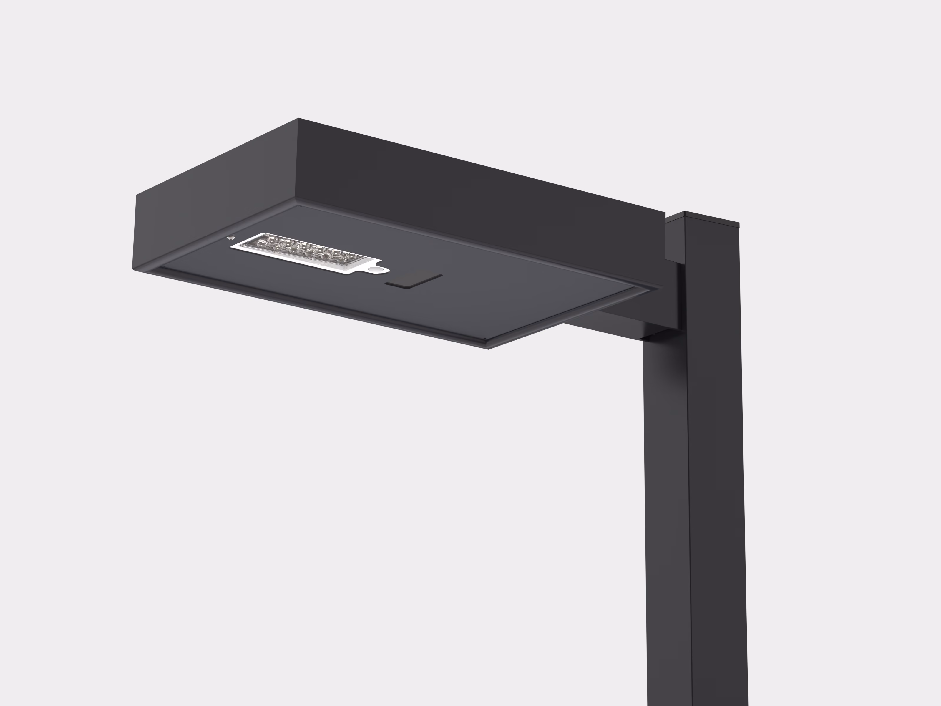 First Light Technologies SCL2 solar commercial luminaire mounted on a pole, shown against a white background.