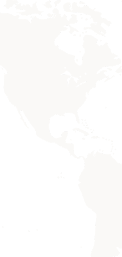 Simplified beige silhouette map showing North, Central, and part of South America on black background.