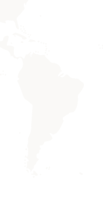 Simplified beige silhouette map of South America on a black background.