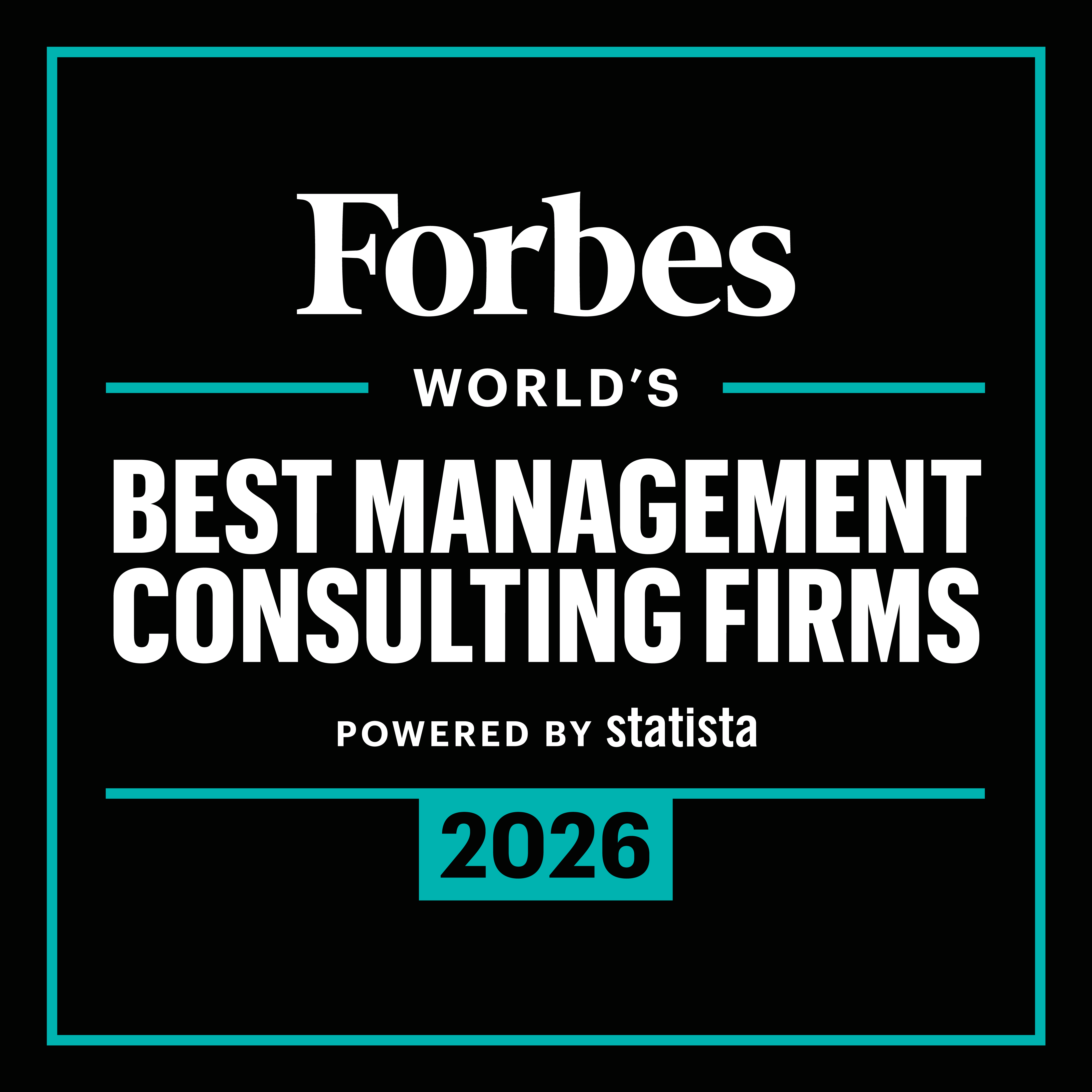 Forbes World's Best Management Consulting Firms 2025 badge powered by Statista.