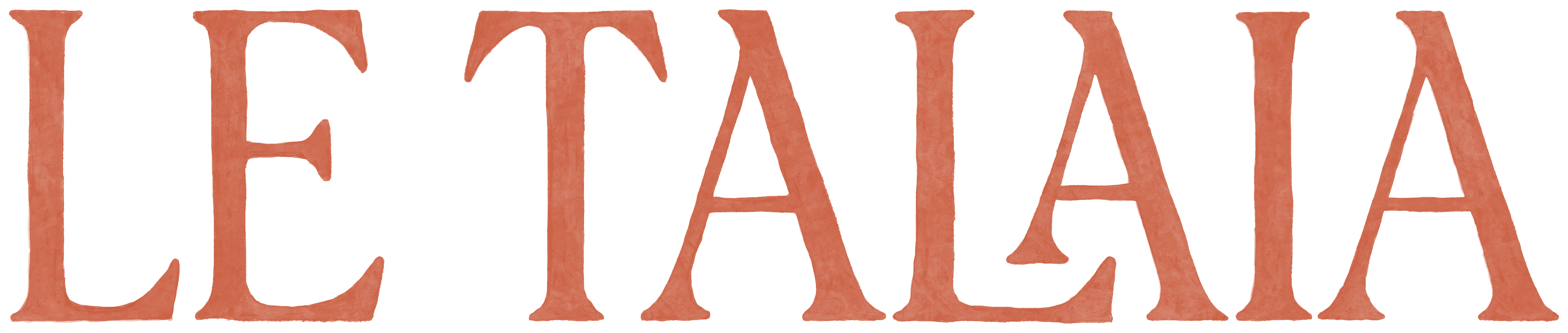 Logo avec le texte TALAIA en lettres grandes de couleur terre cuite.