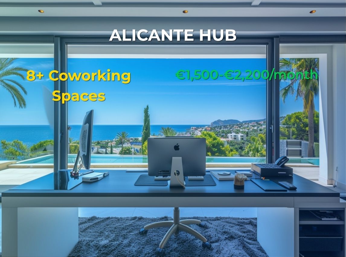 Luxury Javea villa home office with panoramic Mediterranean views for premium digital nomad lifestyle