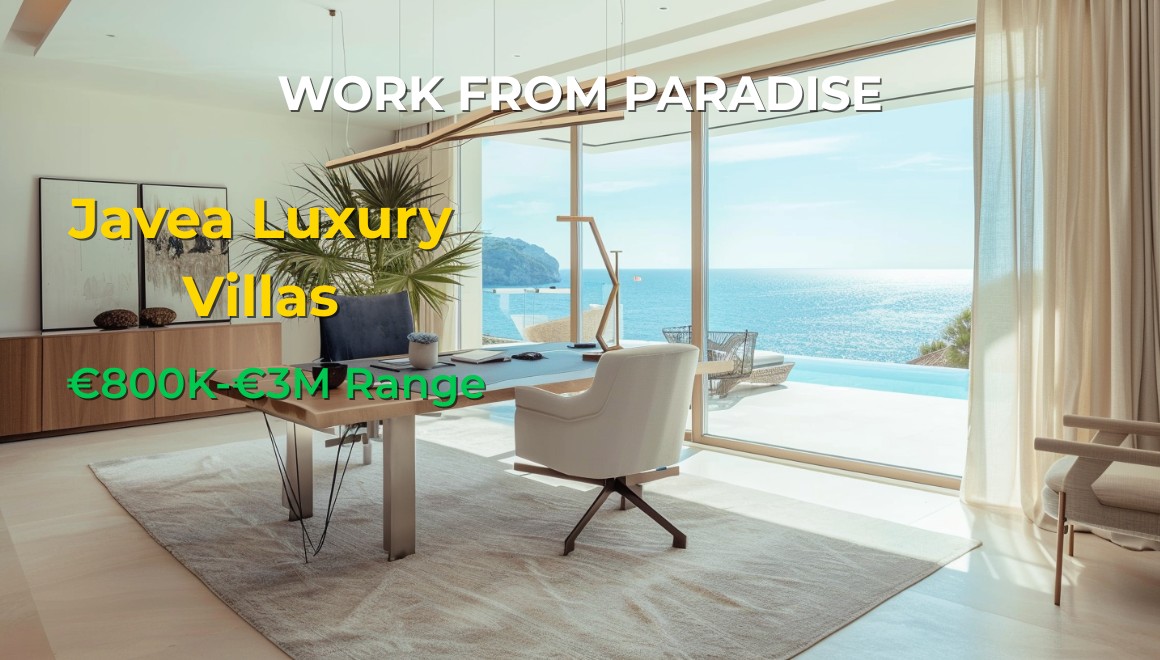 Luxury Javea villa home office with panoramic Mediterranean views for premium digital nomad lifestyle