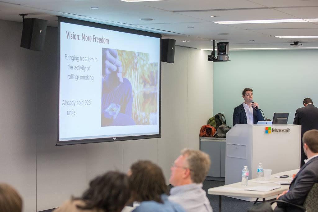 Joe Khoury presenting iRollie at a Microsoft event