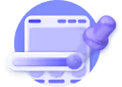 Purple 3D illustration of a browser window with a paintbrush symbolizing customization.