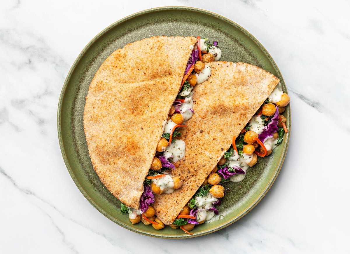 Dairy-Free Tzatziki + Crispy Chickpea Whole Grain Pita Pockets Pocket