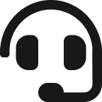 Black headset with microphone icon.