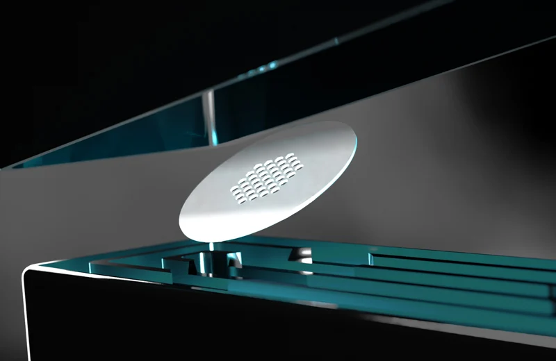 Titanium filter positioned above Tempest pipe interior cooling channel