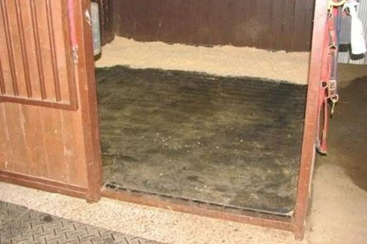 Vstup do koňského boxu s matrací a pilinovou podestýlkou