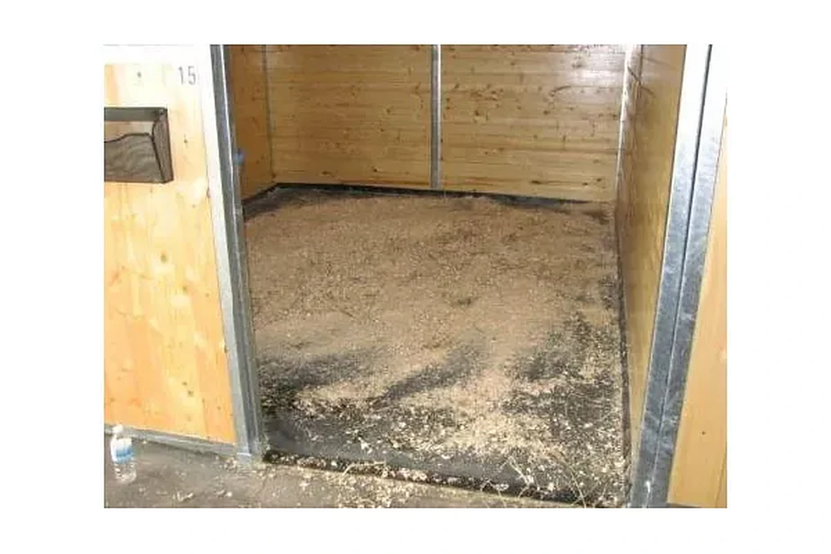 Koňský box s matrací přistlanou pilinami