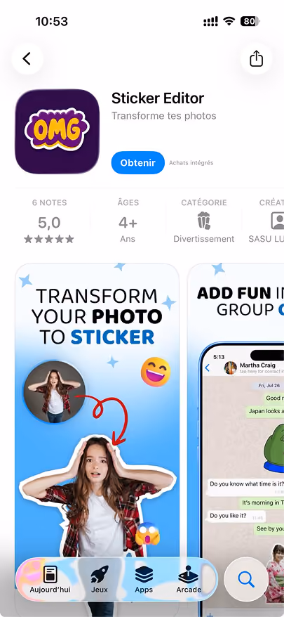Sticker Editor, fiche App Store avant