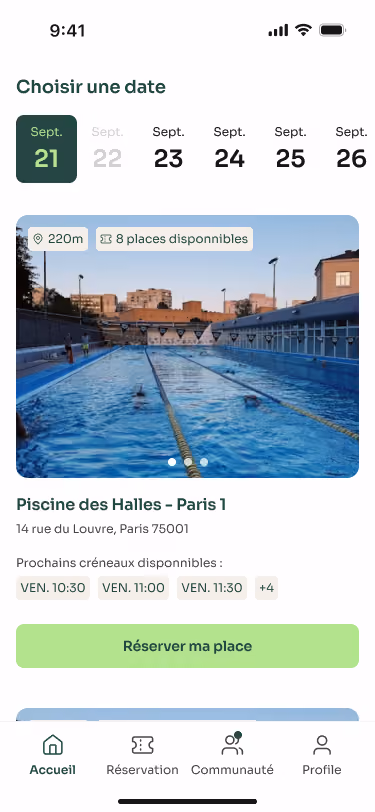 Aqualib, réservation piscine