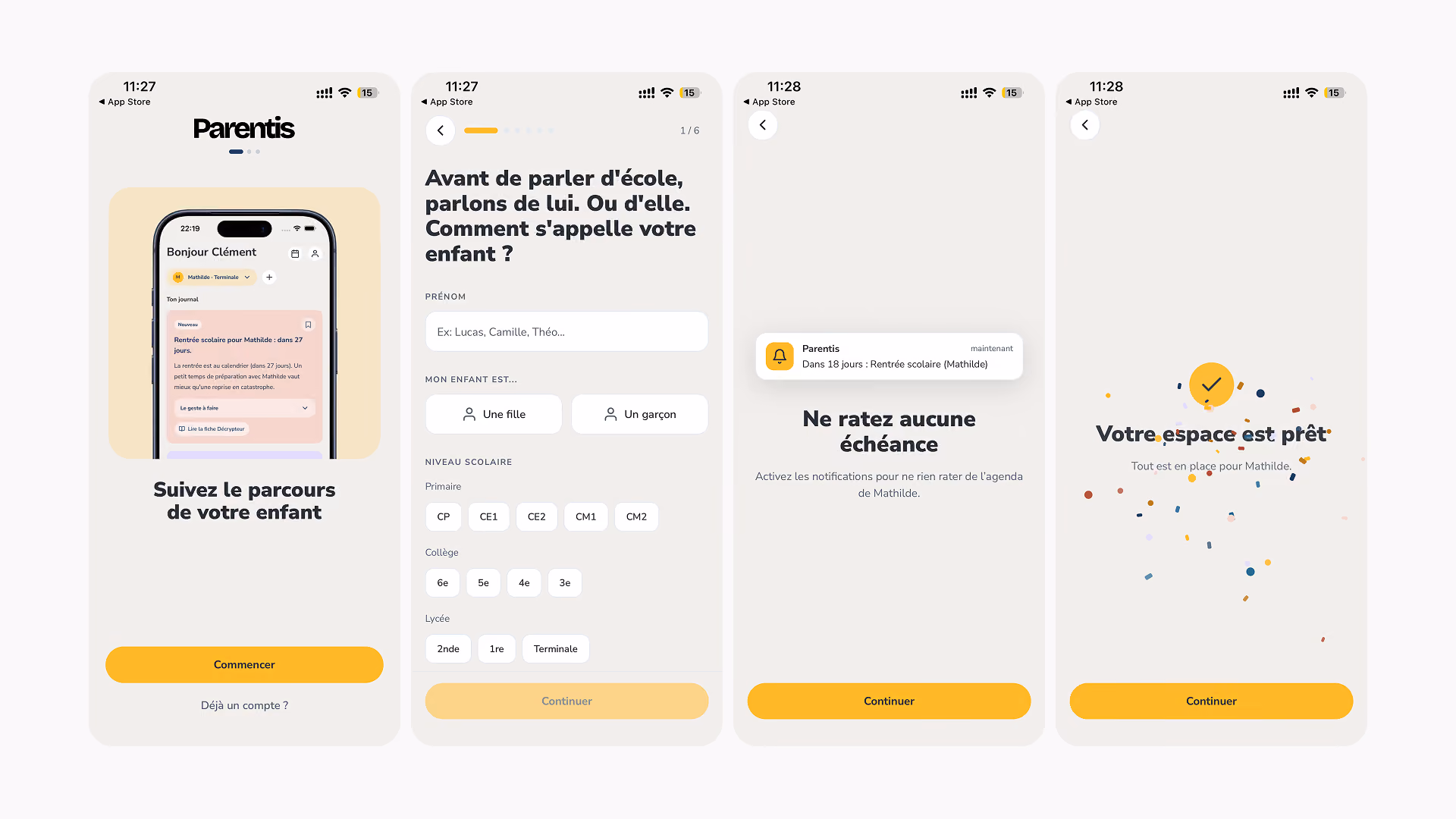 Exemple Parentis, onboarding