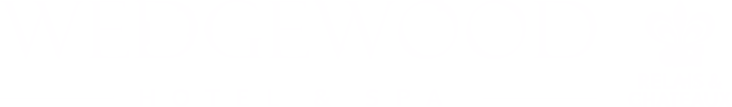 Wedgewood Hotel & Spa brand logo, text in bold white font on transparent background.