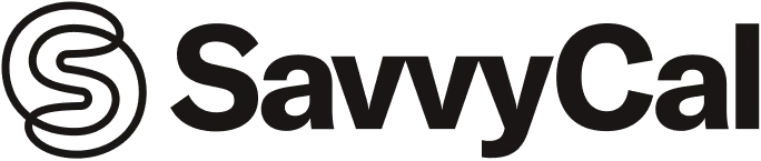 SavvyCal company logo in black text with a geometric symbol on the left.