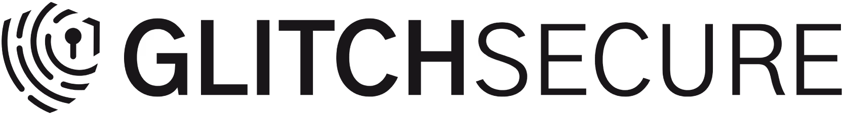 GlitchSecure logo with a stylized fingerprint and a keyhole symbol.