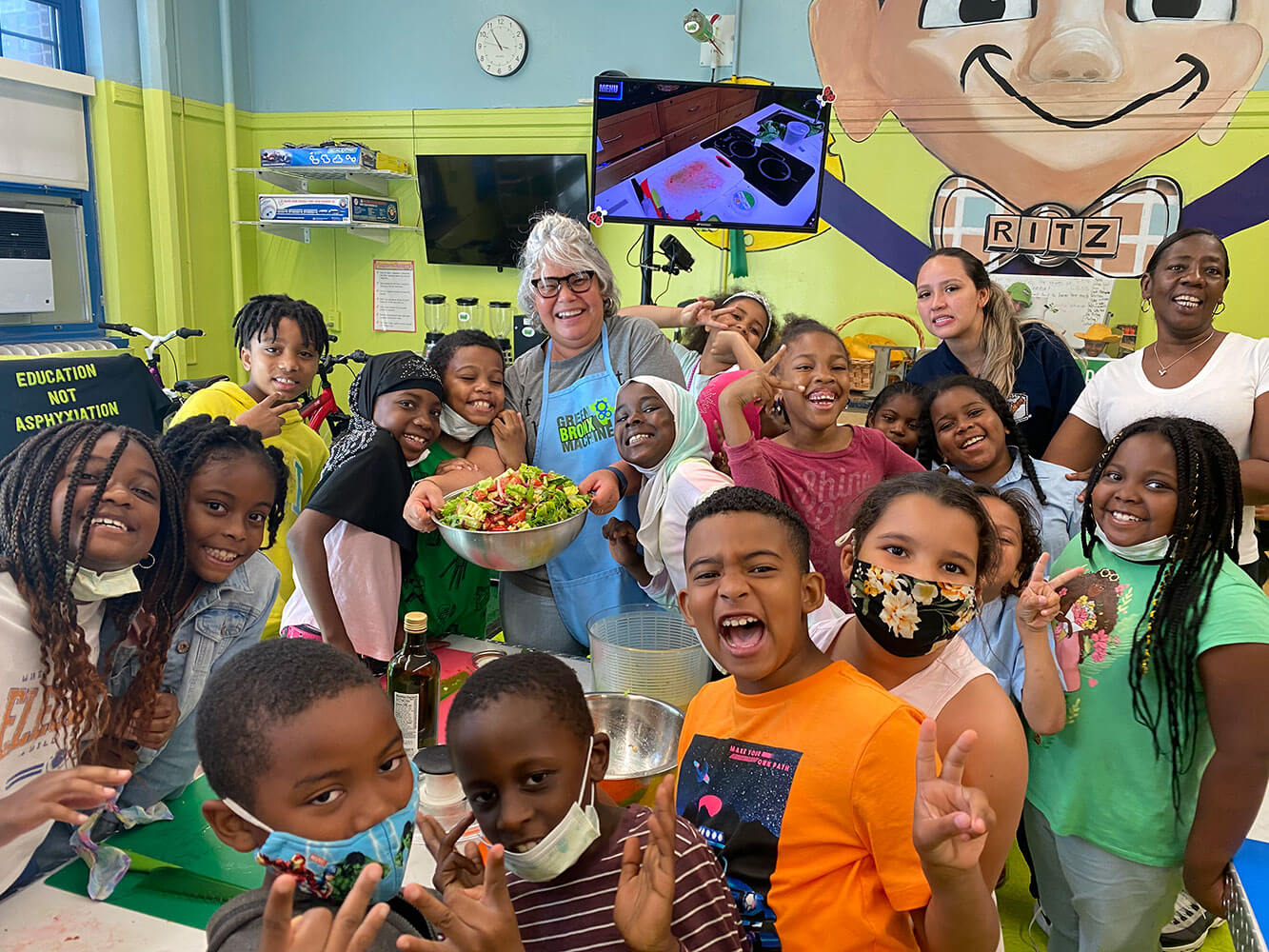 Illustrated Green Bronx Machine students and community members
