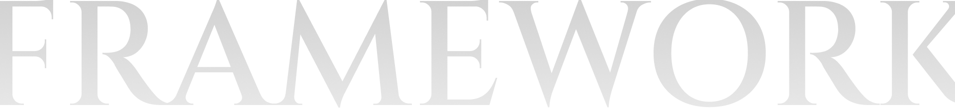 Large black text spelling out the word FRAMEWORK on a white background.