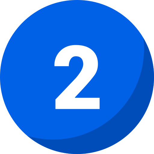 White number 2 centered on a shaded blue circular background.